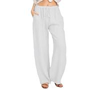 Pantaloni Sportivi Donna，Largo Comodi Tuta Sportive in Cotone Casual da Spiaggia Estivi Solido Fluidi a Pieghe Donna Jogger Sweatpants Streetwear
