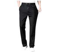 Pantaloni Sportivi Elastici Casual in Tinta Unita Sottile da Uomo Pantaloni Cotone da Ballo (Black, XXXXL)
