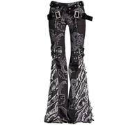 Pantaloni Svasati da Donna Retro Slim Chinese Dragon Print Gothic Harajuku Tassel Trim Moda Y2K Jeans A Vita Bassa di Tendenza Estetica Punk (Nero,S)