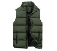 Pantaloni Taglio Secco Uomo Uomo Donna Autunno e Inverno Casual tinta unita cerniera colletto senza maniche cotone imbottito gilet top Tute Da Jogging In Pile Per Gli Uomini, Verde militare, M