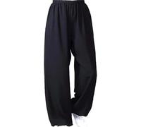 Pantaloni Tai Chi Pantaloni Neri in Cotone Qi Gong E Tai Chi Kung Fu Pantaloni Cinesi da Uomo - Tuta Lunga Tradizionale Arti Marziali, Black, M