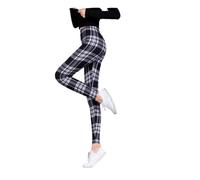 Pantaloni Termici Da Donna - Scozzese Bianco E Nero Plus Collant In Velluto E Ispessimento Leggins Elasticizzati Da Donna, Pantaloni Skinny Slim A Vita Alta Di Grandi Dimensioni Per L'Inverno, Scoz