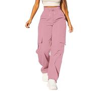 Pantaloni Trekking Donna Invernali Tinta Unita Elastico In Vita Comodi Hip Hop Moderni Elastica Pants Sportivi Cotone Con Tasche Larghi Pantaloni Elasticizzati Jogging Sportivo Casual Lungo Pantalone