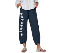 Pantaloni Trekking Donna, Pantaloni Casual da Donna per Il Tragitto Casa-Lavoro E per L'Estate Realizzati in Un Elegante Tessuto Misto Lino Perfetti da Abbinare A Top A Maniche Corte O A Tre Quarti