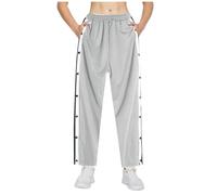 Pantaloni Tuta con bottone a pressione laterale da donna, pantaloni tuta con bottoni laterali aperti, per sport, tempo libero, pantaloni di grandi dimensioni, tinta unita con tasca in casual, B2