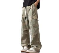 Pantaloni Tuta con Tasche Zip Elastico Fit Economici Classico Morbidi Relaxed Patchwork Catarifrangenti Apertura Zuava Bottoni Maschi Disegnati Griffati M Storia sui Taglia Strani