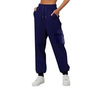 Pantaloni Tuta Di Cotone Donna Pantalone Casual Cotone Larghi Leggeri Pantaloni Tuta Harem Vita Alta Autunnali Joggers Traspirante Pants Sportivi Lunghi Con Tasche Per Jogging Fitness Sport Yoga