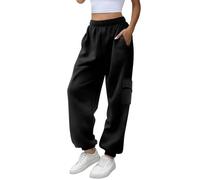Pantaloni Tuta Donna Curvy Cotone Pantaloni Casual Sportivi Harem Con Tasche Pantalone Tuta Cotone Vita Alta Elasticizzato Autunnali Joggers Pants Larghi Lunghi Comodi Per Jogging Fitness Sport