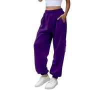 Pantaloni Tuta Donna Curvy Cotone Pantaloni Casual Sportivi Harem Con Tasche Pantalone Tuta Cotone Vita Alta Elasticizzato Autunnali Joggers Pants Larghi Lunghi Comodi Per Jogging Fitness Sport
