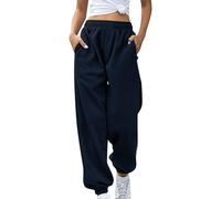 Pantaloni Tuta Extra Large Donna Pantalone Lunghi Casual Harem Elasticizzato Pantaloni Tuta Cotone Sportivi Con Tasche Traspirante Joggers Pants Larghi Vita Alta Autunnali Per Jogging Fitness Sport
