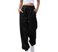 Pantaloni Tuta Extra Large Donna Pantalone Lunghi Casual Harem Elasticizzato Pantaloni Tuta Cotone Sportivi Con Tasche Traspirante Joggers Pants Larghi Vita Alta Autunnali Per Jogging Fitness Sport