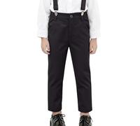 Pantaloni tuta ragazzo per occasioni formali a scuola Pantaloni comodi con parte anteriore piatta e vita regolabile Tessuto twill resistente vestibilità classica., Nero , 16-17 Jahre