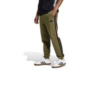 adidas Uomo Essential Three Stripes Fleece Pant, Olive Strata/Black, S