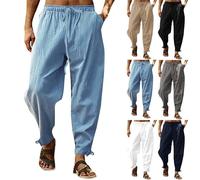 Pantaloni Tuta Uomo Estivi, Elasticizzati Casual Leggeri Larghi Pantalone Leggeri Chino Elegante Traspirante Confortevole Loose Spiaggia Pants Larghi con Coulisse Abbigliamento