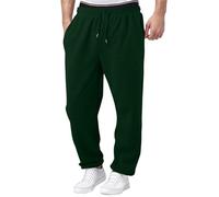 Pantaloni Tuta Uomo Foderato Pile Baggy Jogging Vita Elastica, verde, L