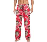 Pantaloni Tuta Uomo Slim Fit, Pantaloni Casual per San Valentino da Indossare Durante la Notte, Comodi Pantaloni da Uomo con Ricamo o Testo Personalizzati (Watermelon Red, XXXL)