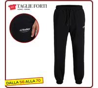 Pantaloni Tuta Uomo TAGLIE FORTI Cotone felpato con polsino JackJones da 56 a 70