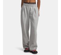 Pantaloni Under Armour Rival Fleece Script da donna Mod Grigio Light Heather / Bianco M