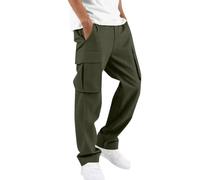 Pantaloni Uomo Casual, Pantaloni Sportivi da Uomo, Larghi e Comodi, con Tasche Laterali, dal Design Europeo e Tinta Unita. (Green, XXXL)