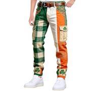 Pantaloni Uomo Classici Pantalone Cotone Oversize Hippie Fondo Cerniera Scozzese Principe Africani sotto Imbottito Completo Tendenza Disegnati Strisce Briglia Banda Aperti Strani