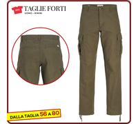pantaloni uomo cotone caldo TAGLIE FORTI con tasconi gambe da 56 a 70 Jack Jones
