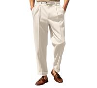 Pantaloni Uomo Estivi Eleganti - Pantaloni Chino Uomo Larghi Classici Tendenza Pantalone da Abito vestibilità Ampia con Tasche Laterali Pants A Gamba Dritta Tessuto Confortevole Colore Puro