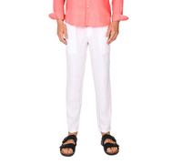 Pantaloni Uomo in Lino 100% Elegante Capri Pantalone Comodo Estivo Elastico Vita