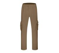 Pantaloni Uomo Invernali Eleganti - Mens Hip Hop Pants Casual Solid Color Track Cuff Lace Up Workout Pants with Pocket (Brown, L)