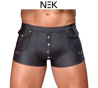 Pantaloni Uomo Nero Effetto Opaco NEK Elasticizzati con Tasche e D-Ring
