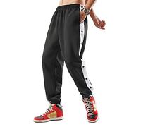 Pantaloni Uomo Pantaloni con Bottoni Laterali Strisce personalità Fibbia Laterale Split Basket Pantaloni Allenamento Pantaloni Sportivi Pantaloni Elastici Riabilitazione,A,3XL