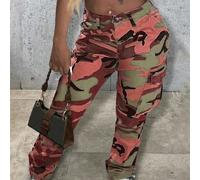 Pantaloni utility mimetici da donna - Pantaloni tattici eleganti e dritti, dal look militare al look da ufficio | Design tattico elegante | Pantaloni da combattimento chic da strada L,M,S,XLPoliestere