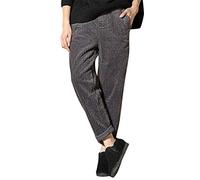 Pantaloni Velluto a Coste Donna Eleganti Vita Elastica Caldi Cargo Sweatpants con Tasche Harem Lunghi Slim Fit Trousers Leggeri Outdoor Tinta Unita Culottes Semplici Vintage in Velluto a Coste