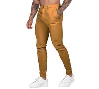 Pantaloni Vestiti Uomo Tinta Unita Con Chiusura A Pulsante Taglio Dritto Pantaloni Da Tuta Casual Business Con Tasche Inclinate Pantaloni Business Moda E Ampi Slacks Chino Confortevole, giallo, XXL
