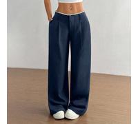 Pantaloni vintage versatili da donna per pendolarismo e lavoro, gamba dritta, design in patchwork in vita di alta qualità, pantaloni affusolati di colore marrone scuro L,M,S,XL,XSBlocchi di coloreTess