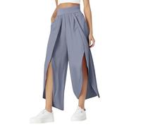 Pantaloni Viscosa Donna Estate Moda Sottile Vita Alta Aperto Alta Forcella Pantaloni Europa E Stati Uniti Relax Casual Costumi Da Bagno Per Le Signore Con Pantaloni, grigio scuro, L