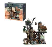 PANTASY GBC Goldrausch-Brausch-Bausatz, Diorama motorizzato con sistema a ingranaggi, kit di mattoni interattivi alimentato da tipo C con 3 minifigure, modello da collezione meccanico per adulti