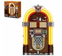 PANTASY Kit retrò jukebox con moneta e suono, modello musicale meccanico con dischi in acrilico, studio di registrazione e minifigure, kit da collezione come regalo per adulti e adolescenti