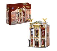 PANTASY Kit vintage europeo Grand Theater con illuminazione a LED - Modello modulare con lampadario di cristallo, cupola trasparente e scene stradali espandibili, architettura teatrale da collezione