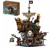 PANTASY Set da Costruzione Taverna dei Pirati, Architettura Modulare di Relitto, con Bar Terrazza, Bottiglia Gigante di Rum - Kit di Mattoncini Nautici per Adulti