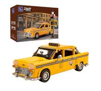 PANTASY Set di taxi classico anni '80 New Yorker, kit di costruzione retrò New York con taxi, semaforo, elementi mobili, perfetto per collezionisti di modelli, appassionati di costruzione e come idea