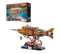 PANTASY Steampunk Nautilus - Set di mattoncini modulari a 3 sezioni con elica a ingranaggi, mini barca e scena subacquea, modello da collezione meccanico retrò per adulti