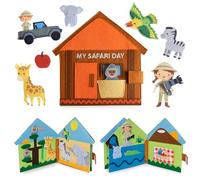 Pantaworlds Libro Montessori Interattivo per Bambini 0-5 Anni My Safari Day | Bambini 0-1-2-3-4-5 Anni, Quiet Book in Feltro, Libro Sensoriale, Gioco Educativo | Idea Regalo Bambini | Certificato CE