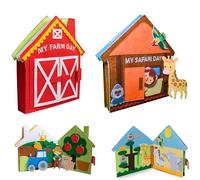 Pantaworlds | Libro Montessori Interattivo per Bambini, Quiet Book in Feltro, Libro Sensoriale, Gioco Educativo | Idea Regalo Bambini | Certificato CE | Bundle My Farm Day + My Safari Day