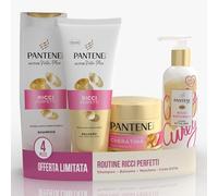 Pantene Pro-V Ricci Perfetti, Set Regalo Capelli Ricci: 1x Shampoo 250ml, 1x Balsamo 200ml, 1x Maschera Protezione Cheratina 300ml, 1x Crema Styling 235m