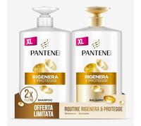 Pantene Shampoo+Balsamo Rigenera E Protegge per Capelli Deboli Danneggiati Maxi Convenienza 2x1000ML