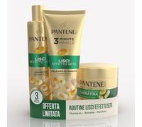 Pantene Shampoo Miracles Lisci Effetto Seta Per Capelli Crespi, 250ml+ Balsamo 200ml+ Maschera 300ml