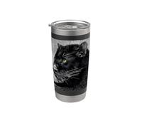 Pantera Black Big Cat Jaguar Cougar Mountain Lion Occhi verdi Bicchiere termico in acciaio inox doppia parete