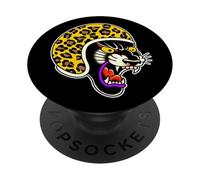 Pantera che indossa un casco con stampa ghepardo PopSockets PopGrip Adesivo