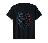 Pantera Nera con frammenti di Vetro Macchiato Wildlife Art Maglietta