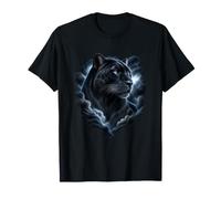 Pantera Nera con Tempesta Nuvola Halo Jungle Art Maglietta